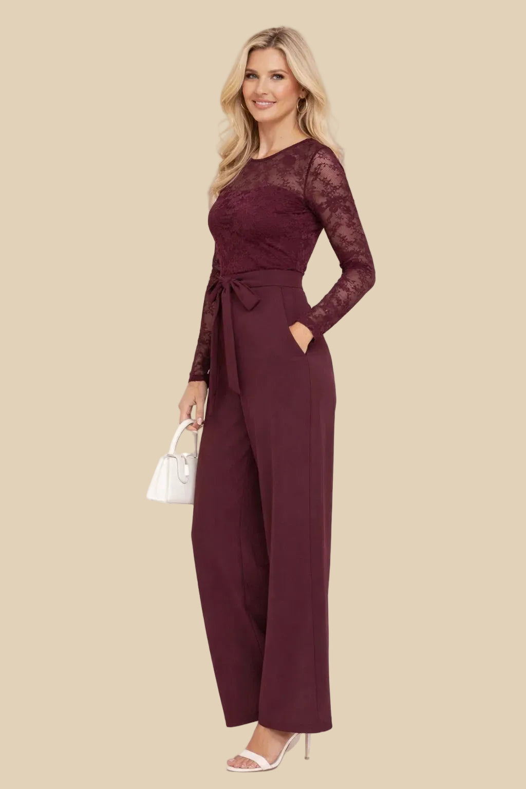 Spitzen-Jumpsuit mit Wide-Leg